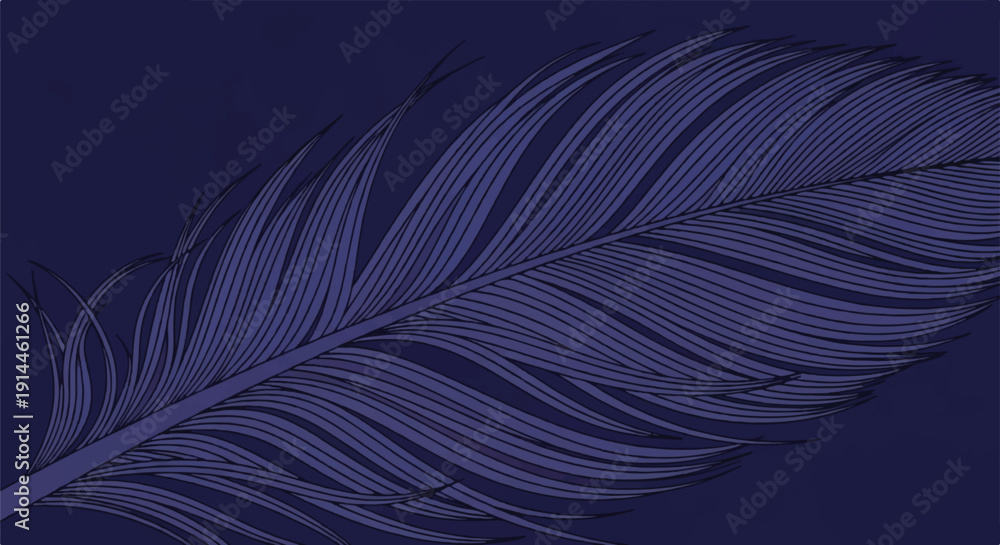 Fototapeta premium Elegant Deep Indigo Feather Vector Texture for Luxury Packaging and Editorial Design