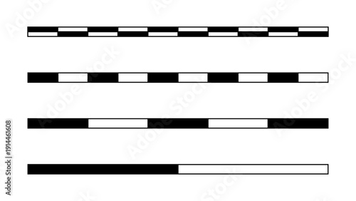 Linear Scale Bar Cartography Symbol Sign Meter Measurement Element Icon Set for Map or Site Plan. Vector Image.