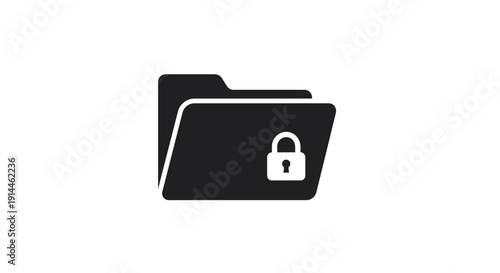 Secure locked folder icon symbol.