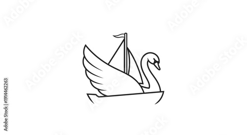 Simple black and white swan illustration.