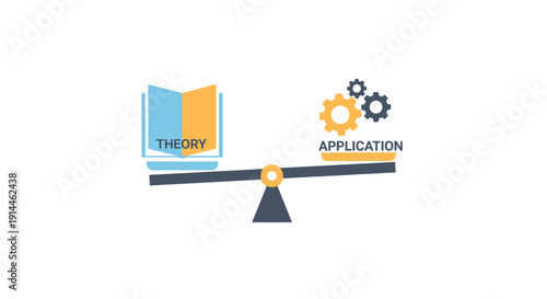 Theory and Application Balance Scale Illustration.