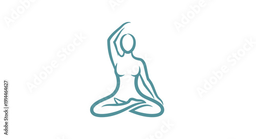 Woman in yoga pose stretching arm.