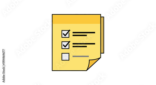 Yellow Checklist Document with Checkboxes and Lines.
