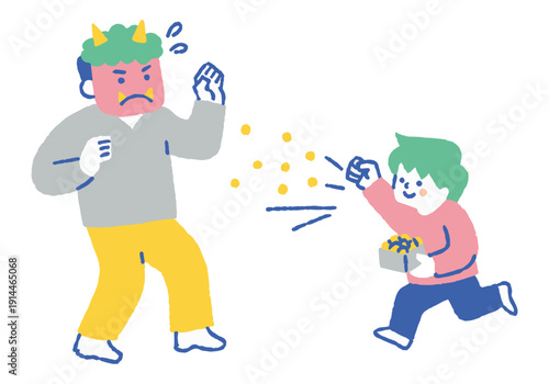 Children enjoying the Setsubun event_Color