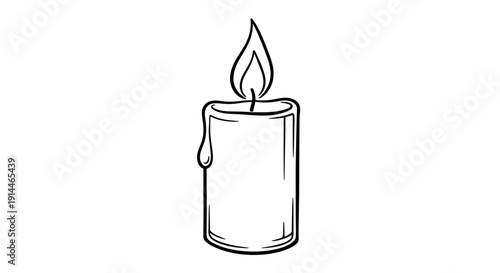 Illustration of a Lit Candle with Dripping Wax.