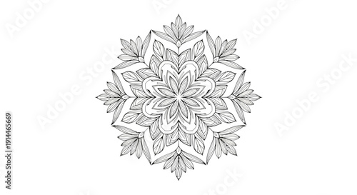 Intricate Floral Mandala Design - A Symmetrical and Detailed Illustration.
