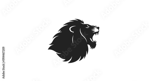 Black Lion Head Silhouette Icon for Wildlife or Adventure Themes