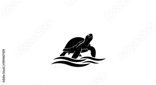 Silhouette of a Dog Surfing on Ocean Waves