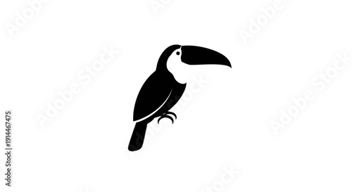 Minimalist Black and White Toucan Illustration