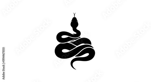 Minimalist Black Snake Illustration on White Background