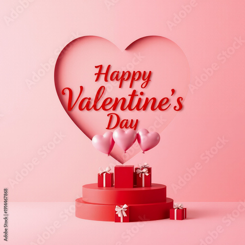 Happy Valentine’s Day Text With Heart And Gifts