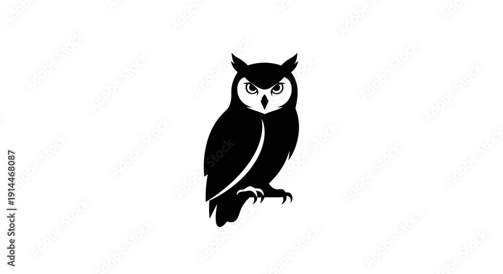 Obraz premium Minimalist Owl Silhouette Illustration for Nature and Wildlife Design