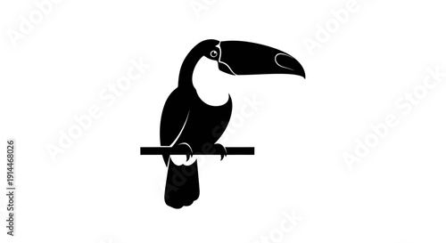 Stylized Toucan Silhouette Illustration for Nature and Wildlife Themes