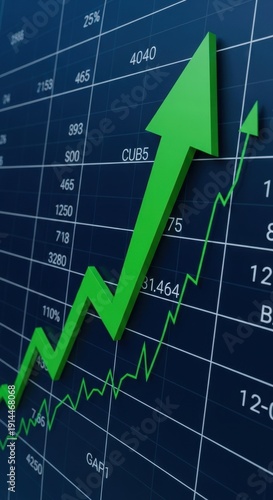 Green Arrow Graph Indicating Positive Growth and Financial Success.
