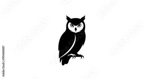 Minimalist Owl Silhouette Illustration for Nature and Wildlife Design