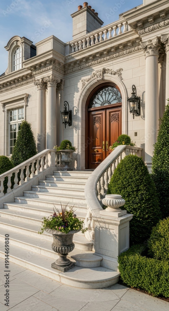 Obraz premium Grand Entrance - A Luxurious Mansions Architectural Elegance.
