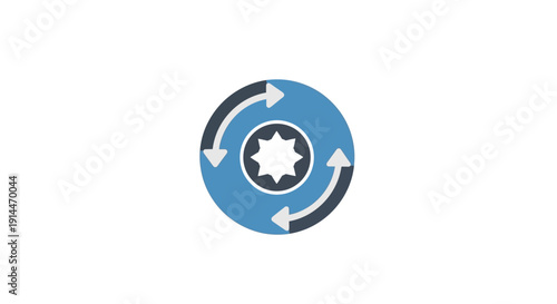 Circular Arrows Surrounding Gear Icon Symbol.