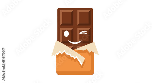 Chocolate Candy Bar with Smiling Face.