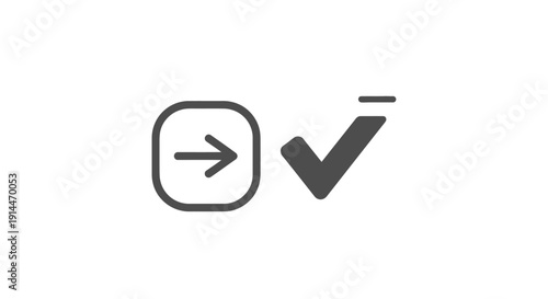 Checkmark and Right Arrow Symbols.