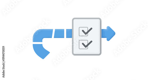 Checklist with blue arrow workflow.