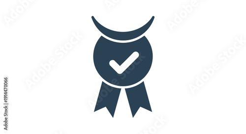 Check mark award ribbon icon symbol.