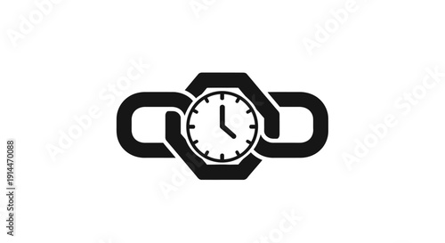 Clock Watch Time Chain Link Icon.