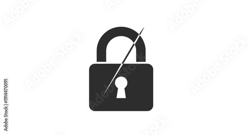 Closed Padlock with Diagonal Line.
