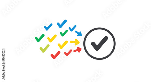 Colorful Checkmarks and Tick Symbol.