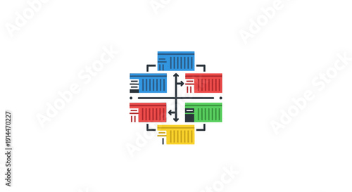 Colorful Flowchart Diagram Blocks Connected.