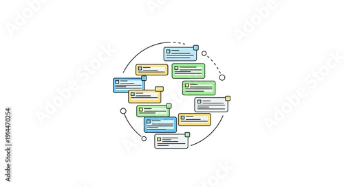 Colorful rectangular flowchart boxes connected.