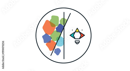 Colorful Shapes and Light Bulb Icon.