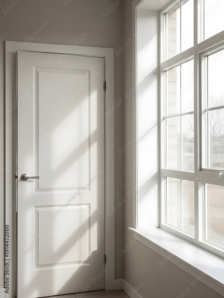 Fototapeta premium Serene interplay light and shadow within minimalistic interior design