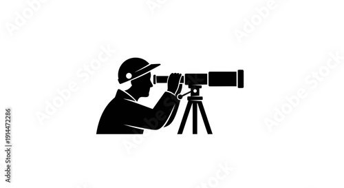 Silhouette of a Person Using a Telescope for Stargazing
