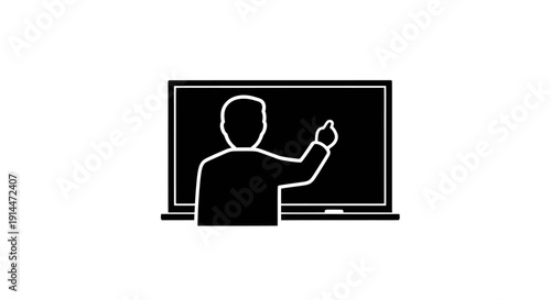 Teacher Writing On Blackboard in Classroom