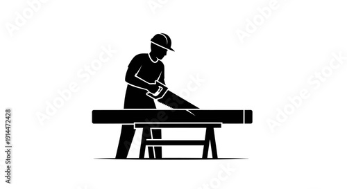 Silent Carpenter Working with Vintage Hand Tools in Workshop