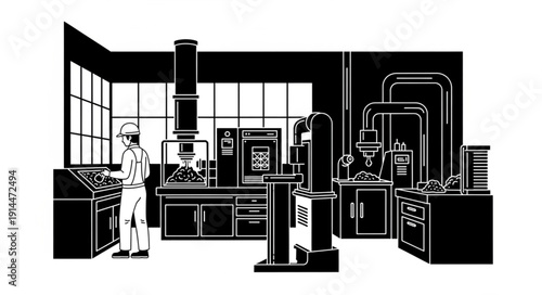 Scientist working in a laboratory with various equipment and machinery.