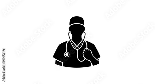 Silhouette of Female Healthcare Professional with Stethoscope