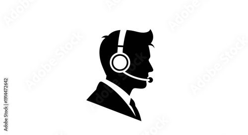 Silhouette of a Customer Support Representative with Headset