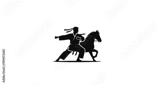 Silhouette of a Knight on Horseback in Medieval Armor