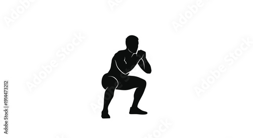 Silhouette of a Person Doing a Squat Exercise for Fitness