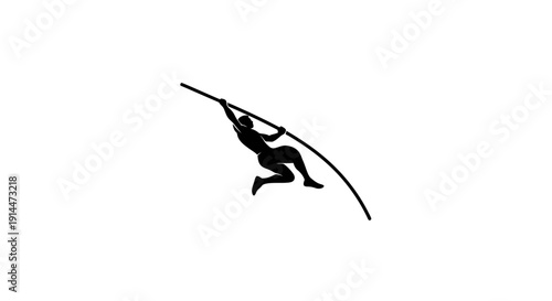 Silhouette of a person climbing a steep incline against a white background