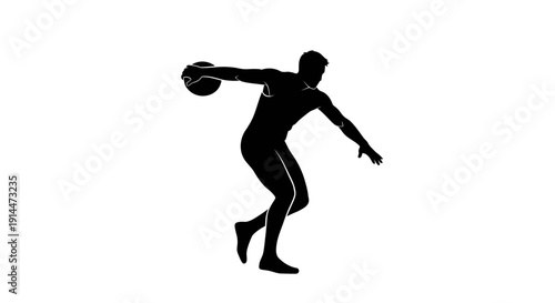 Silhouette of a person skateboarding on a white background