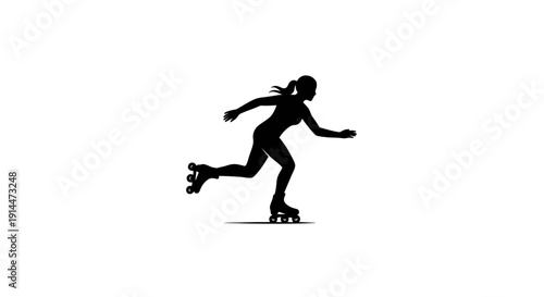 Silhouette of a Female Roller Skater in Motion