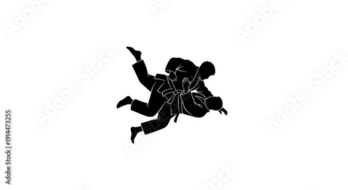 Silhouette of a skydiver in freefall against a clear sky