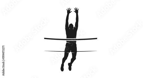 Silhouette of a person jumping over hurdles against a plain background