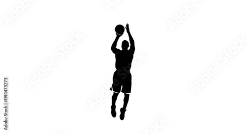 Silhouette of Basketball Player Shooting Hoops