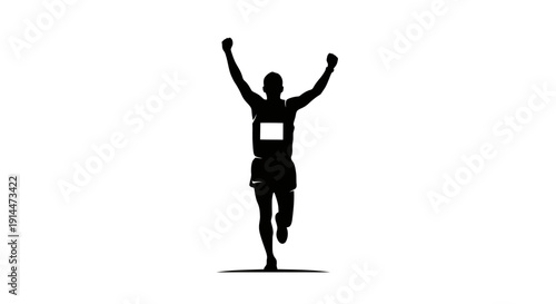 Silhouette of a Person Celebrating Victory with Raised Arms