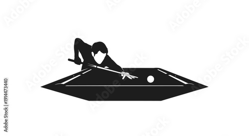 Silhouette of woman playing billiards on pool table