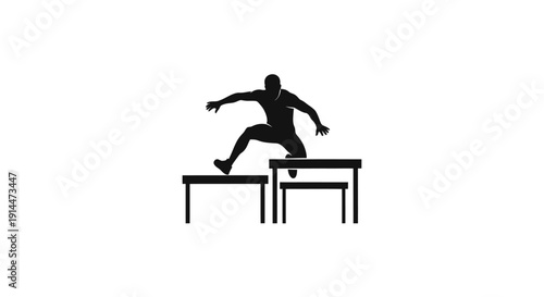 Person Balance Walking on Tables, Dynamic Silhouette