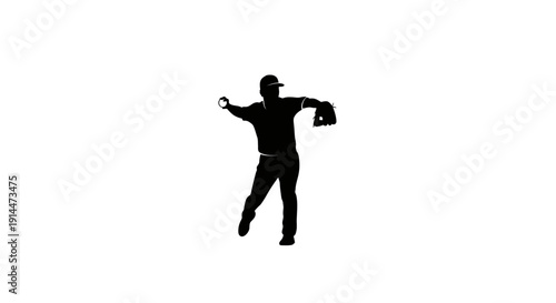 Silhouette of a Baseball Player with Bat and Glove